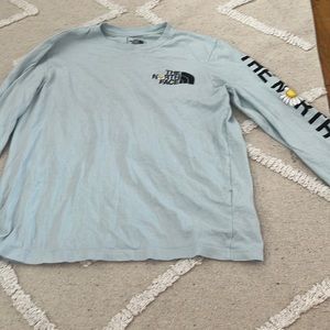Light Blue North Face Long Sleeve with Daisy Designs